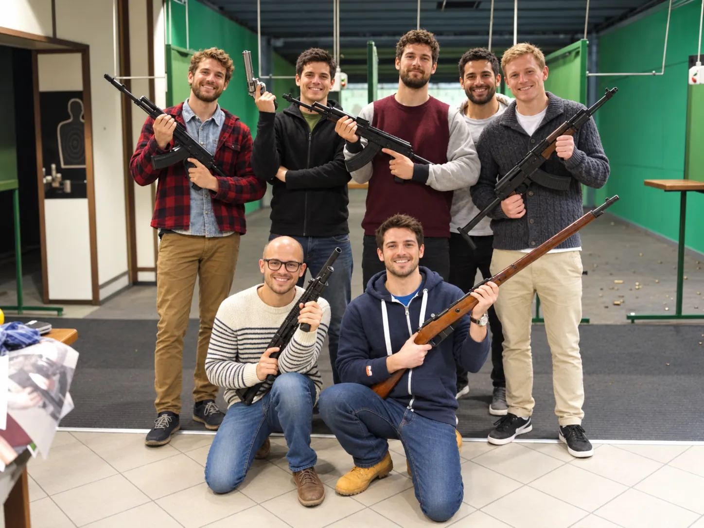 Private group at an indoor shooting range during a Krakow activity day