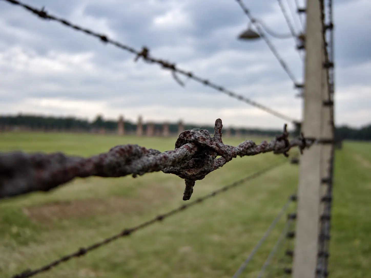 Barbed wire at the Auschwitz-Birkenau Memorial