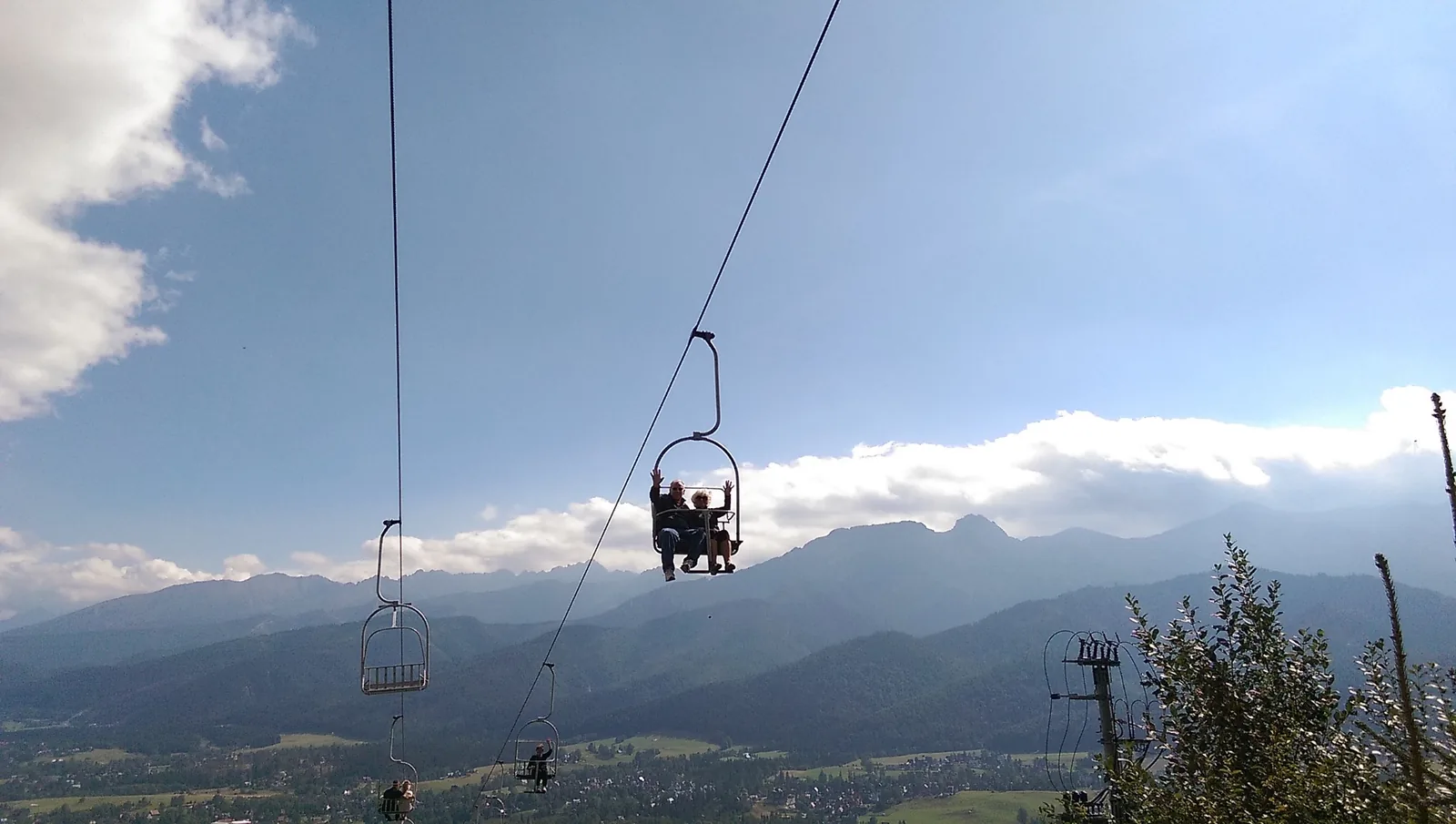 Chairlift above Zakopane with views of the Tatra Mountains