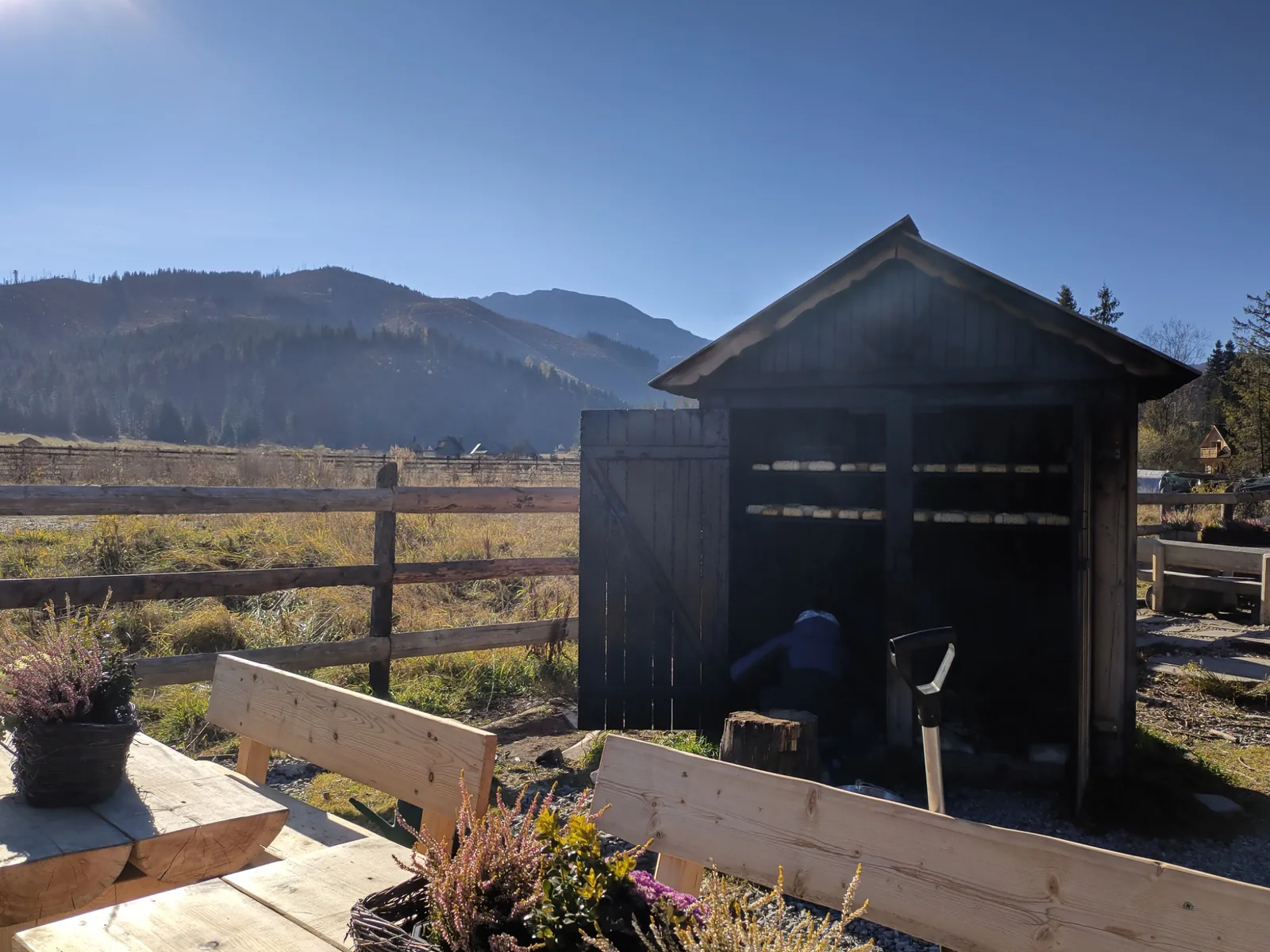 Traditional shepherd hut in the Podhale countryside